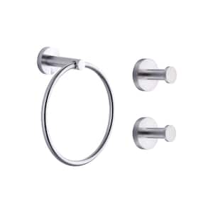 Round 3 -Piece Bath Hardware Set with Mount Hardware Include Towel/Robe Hook in Brushed Nickel