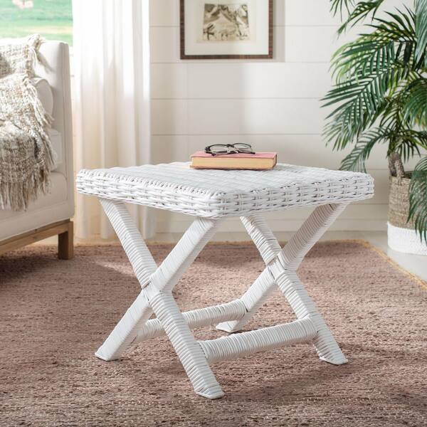 SAFAVIEH - Manor White Rattan Bench