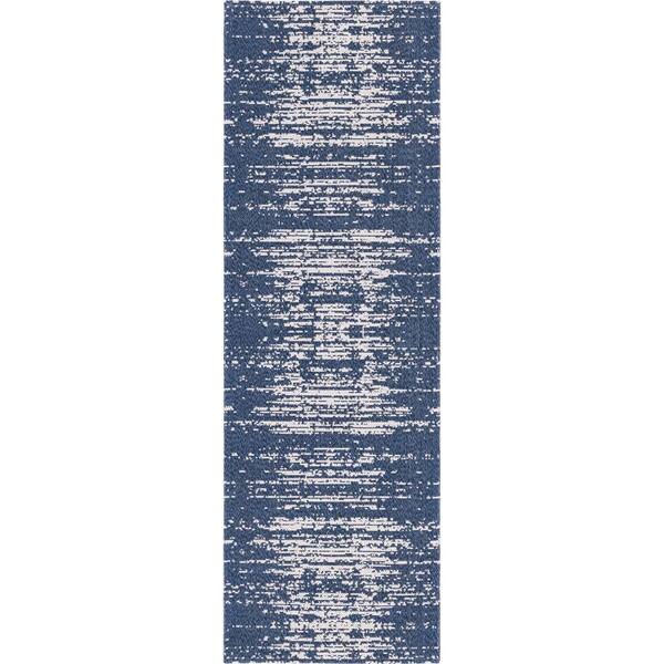 Unique Loom Decatur Static Navy Blue 2 ft. 2 in. x 6 ft. Runner Rug