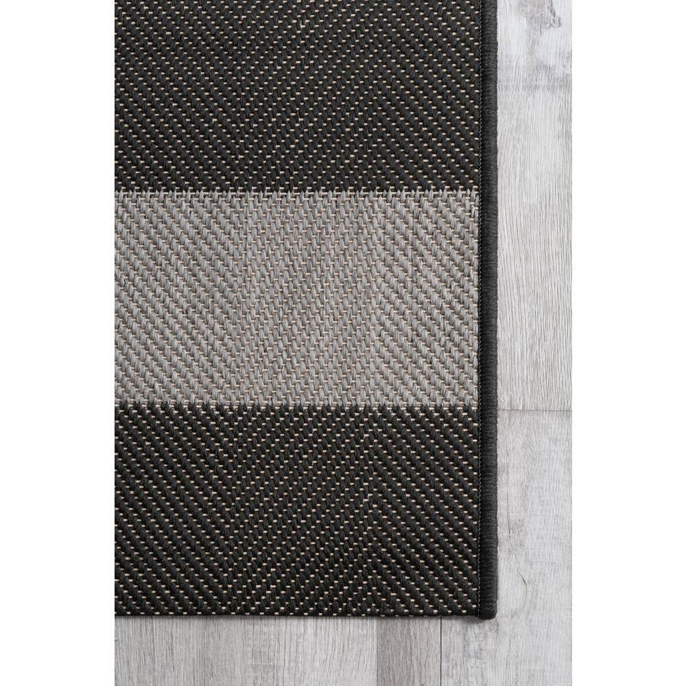 Alexis Black and Gray Striped 3' x 5' Outdoor Area Rug