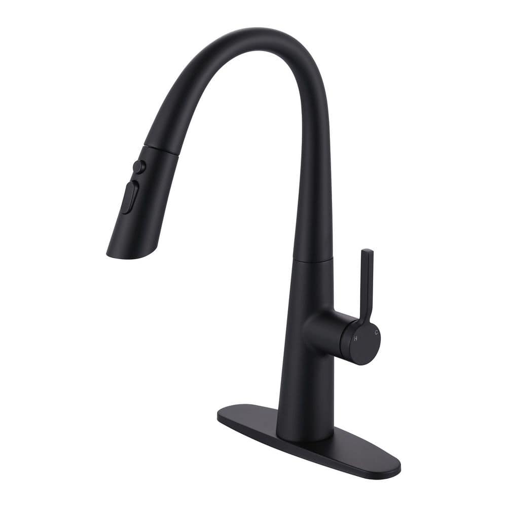 17.7 in. Single Handle Pull Down Sprayer Kitchen Faucet with 360° Swivel Spout in Matte Black price history on PriceWatchPro