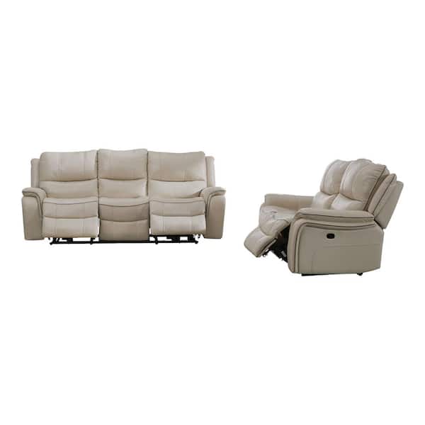 Furniture of America Dinne 2-Piece Beige Polyester Reclining Living Room Set