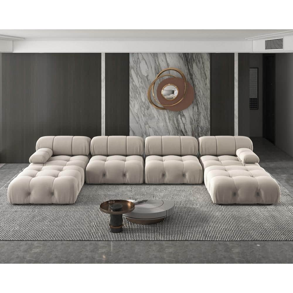 Single Seat Module Sofa Sectional Couch Seat Cushion and Back Cushion  Removable and Washable,Cream