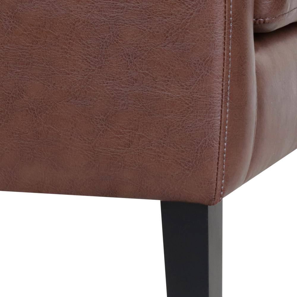 Espresso Elegance Faux Leather Square Arm Side Chair