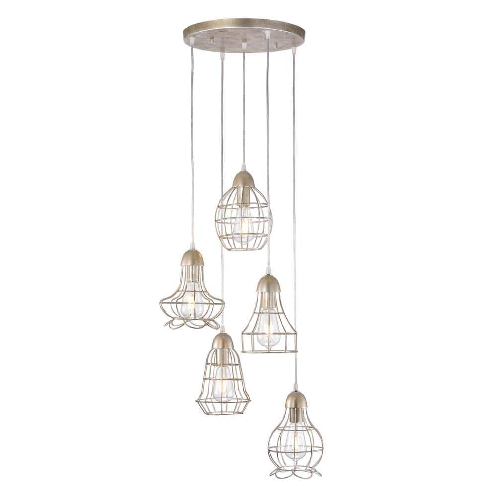 DESwan 5-Light Antique Silver Chandelier