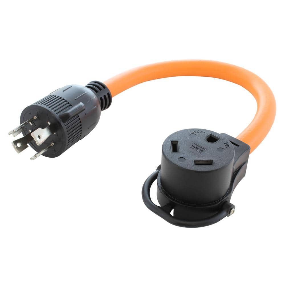 AC Connectors 1.5 ft. 10/3 L14-30P 30 Amp 4-Prong Locking Plug to 30 Amp RV