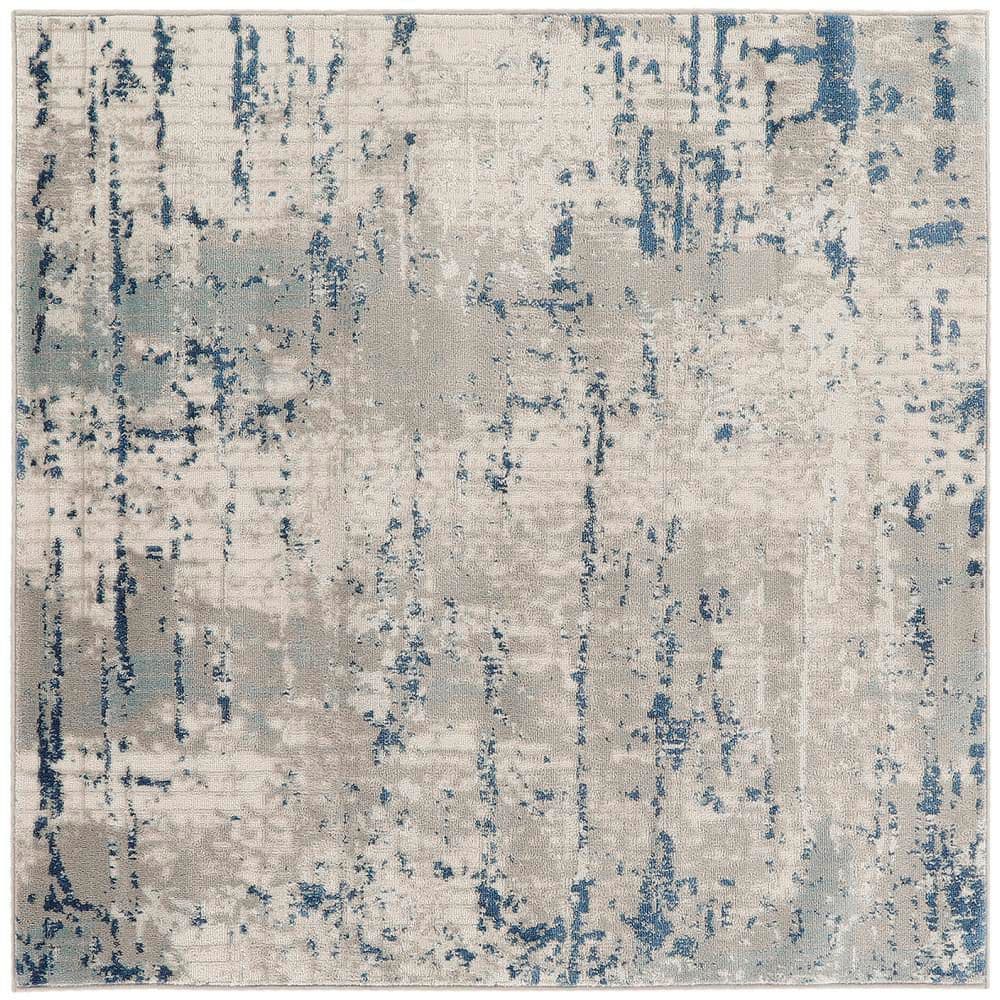 Concerto Ivory Grey Blue 5 ft. x 5 ft. Abstract Contemporary Square Area Rug price history on PriceWatchPro