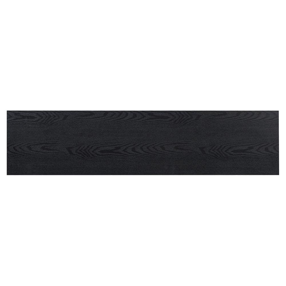 Elmwood Modern Farmhouse TV Stand with Sliding Barn Doors, Black Grain, 68"