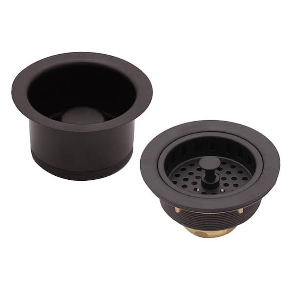 Westbrass 3-1/2 in. Post Style Kitchen Sink Strainer and Extra-Deep Collar Disposal Flange/Stopper, Oil Rubbed Bronze