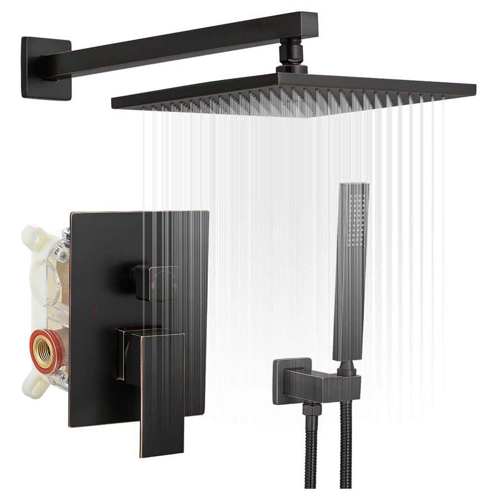 BWE 10 Inch Square Bathroom Shower Combo Set In Oil Rubbed Bronze A ...