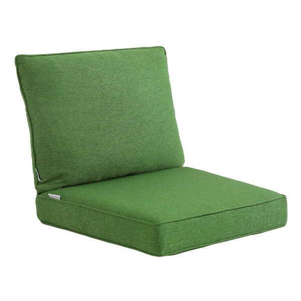 Uixe 22.5 in. x 24.5 in. 19 in. x 22.5 in. 2-Piece Deep Seat Rectangle Outdoor Lounge Chair Cushion/Throw Pillow Set in Green