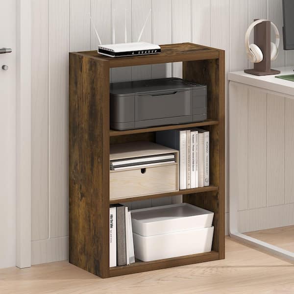 Furinno Viola 35.91 in. Tall Amber Pine Wood 3-ShelfOpen Shelf Bookcase