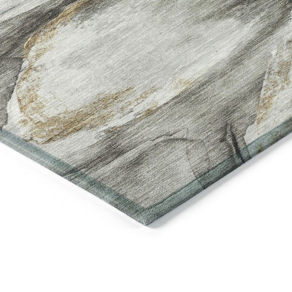 Chantille Machine Washable Indoor/Outdoor Abstract ACN2055 Silver 3 ft. x 5 ft. Area Rug