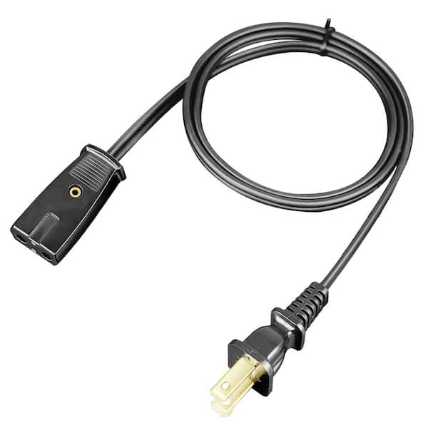 6 ft. 2 Pin 1/2 in. Spacing Power Cord Black Electric Replacement for Wok Rice Cooker Coffee Pot Percolator