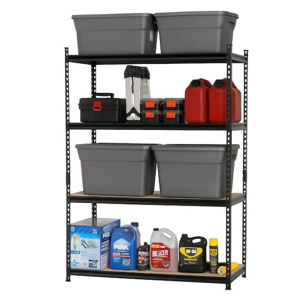 4-Tier Steel Garage Storage Shelving Unit in Matte Black with 10 mm MDF Racks (60 in. W x 72 in. H x 18 in. D)