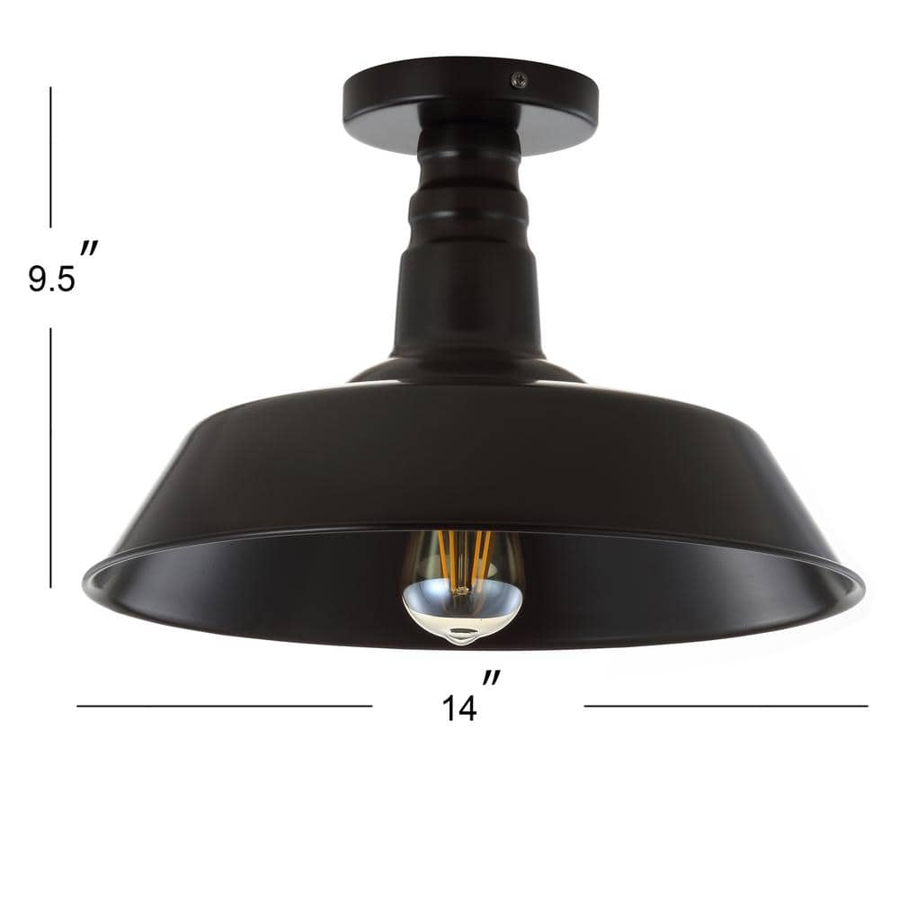 Cassidy 14" Black and Bronze Metal LED Semi-Flush Mount Light
