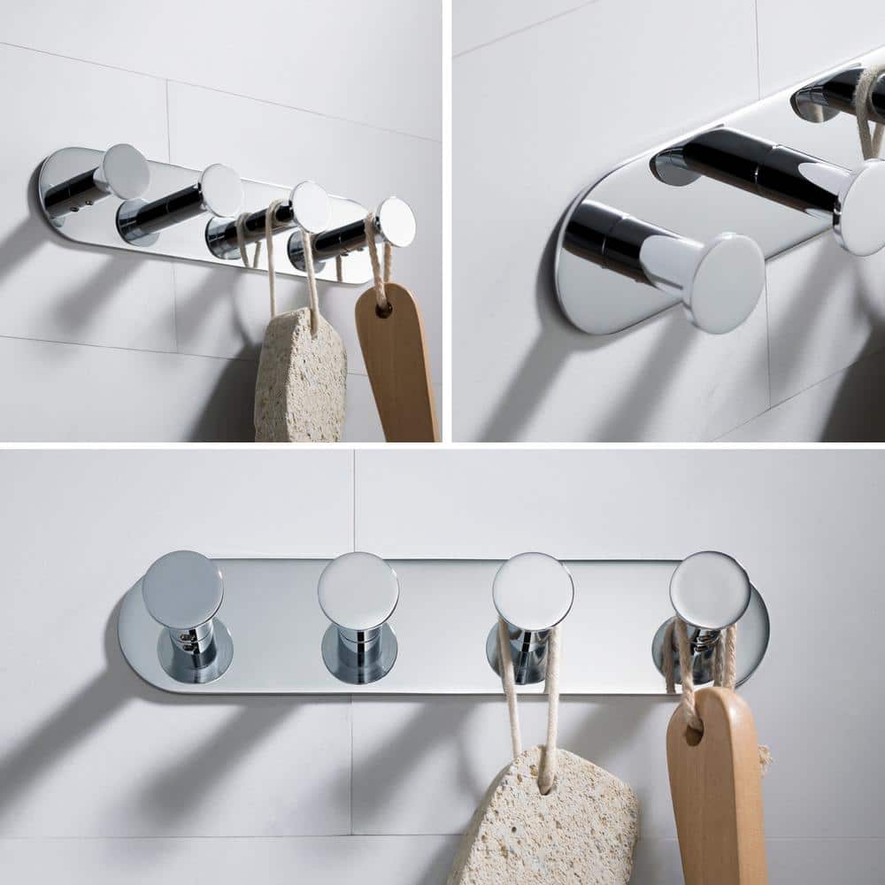 Elie Chrome Wall Mounted Robe Rack with 4 Hooks