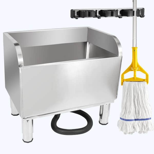23.6 in. W x 15.35 in. D Stainless Steel Freestanding Mop Sink with Detachable Mop for Restaurants, Garages, Balconies