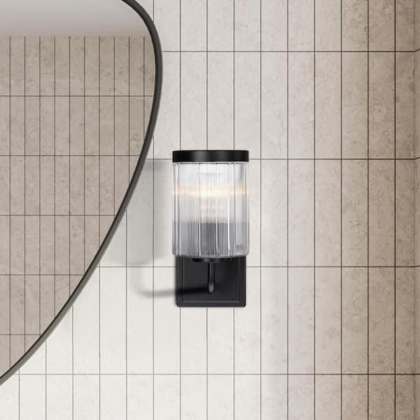 Designers Fountain Aspen 4.75 in. 1-Light Matte Black Indoor Wall Sconce Light for Bathrooms