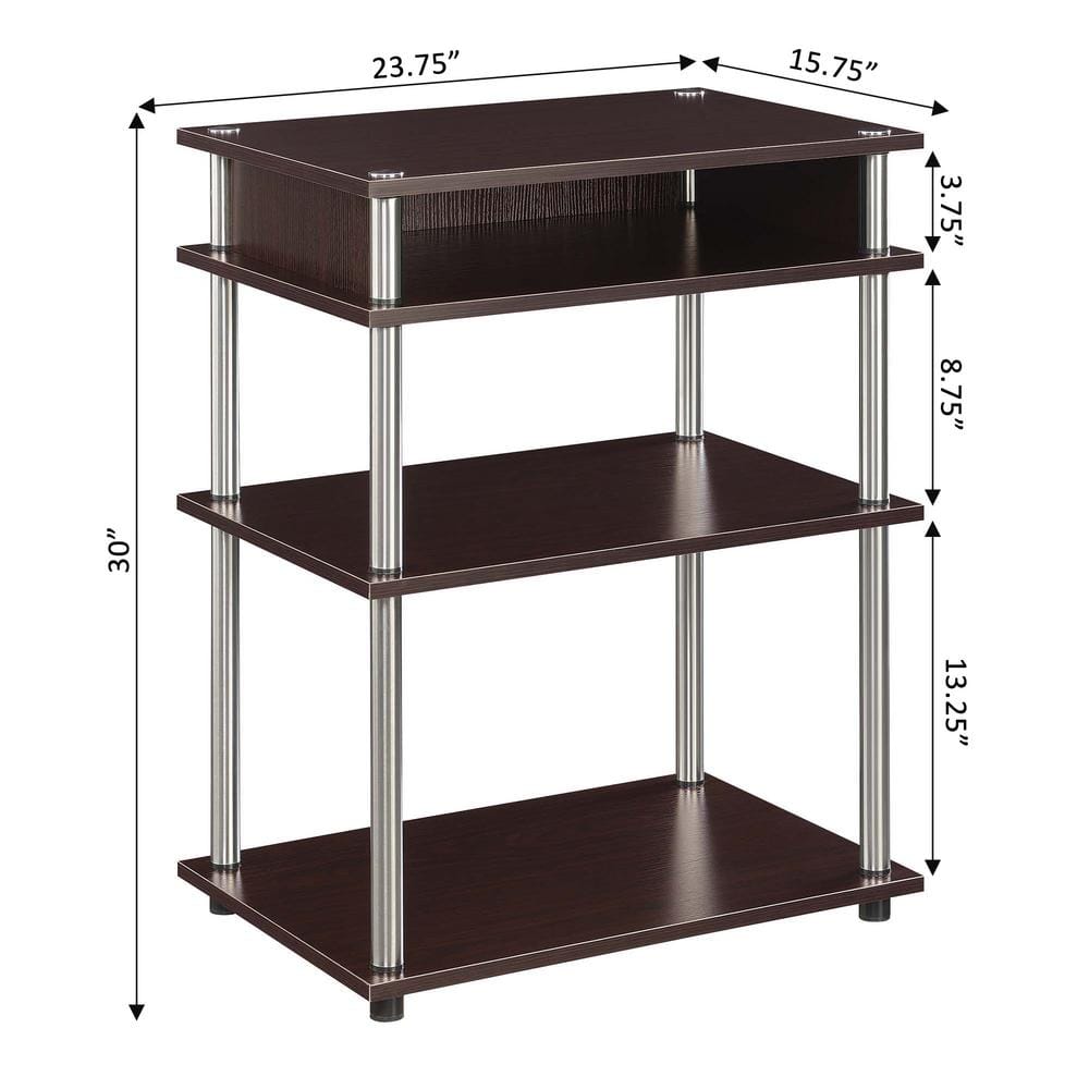 Espresso 4-Tier Printer Stand with Stainless Steel Tubes