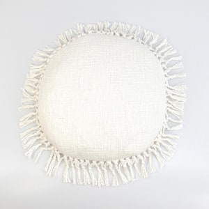 20 X 20 Transitional Solid White Round 18 in. x 18 in. Pillow