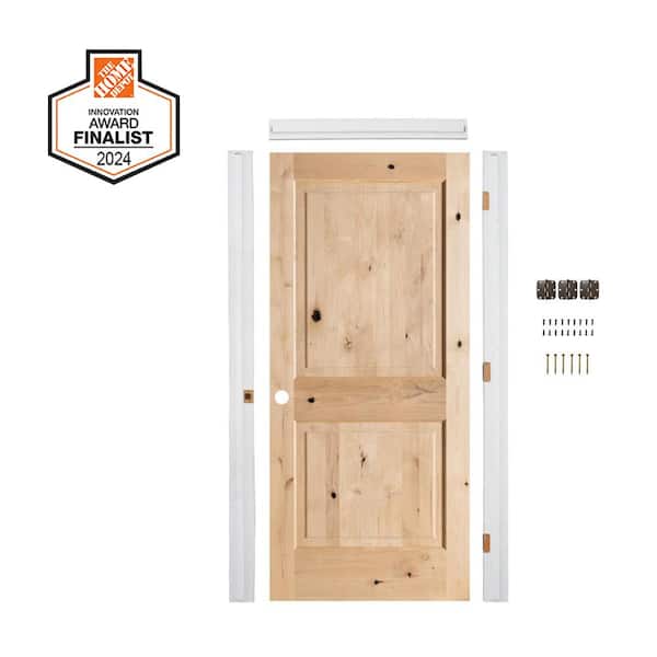DIY RTA Kit 32 in. x 80 in. Knotty Alder Square Top Right-Hand Unfinished Wood Single Ready To Assemble Interior Door