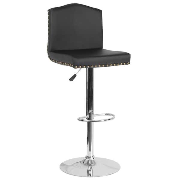 Carnegy Avenue 32.5 in. Adjustable Height Black Leather Bar Stool