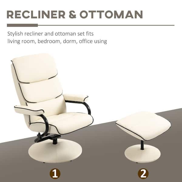 HOMCOM Modern Recliner Contemporary Recliner Chair and Ottoman Set