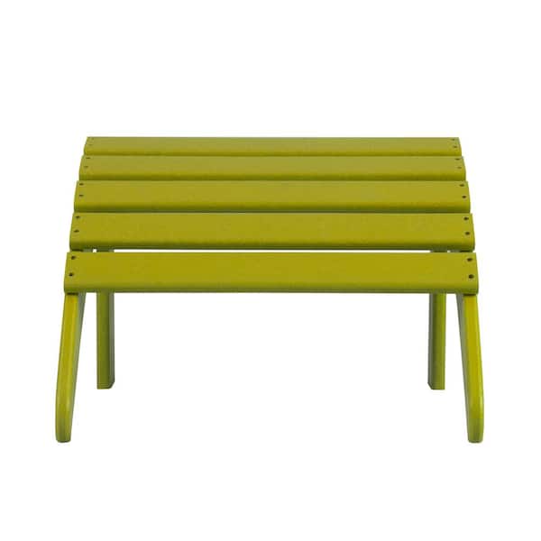 WESTIN OUTDOOR District Lime Plastic Outdoor Adirondack Chair Folding Ottoman