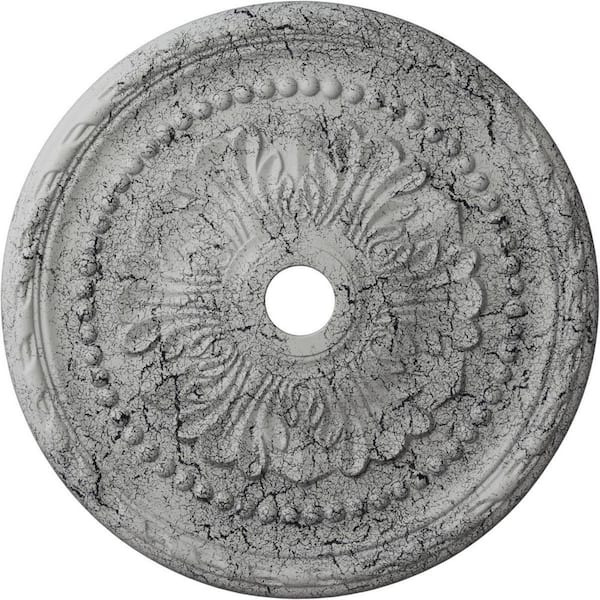 Ekena Millwork 1-3/4 in. x 31-1/2 in. x 31-1/2 in. Polyurethane Palmetto Ceiling Medallion, Ultra Pure White Crackle