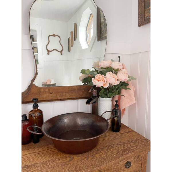 SINKOLOGY Copernicus All-In-One 21 in. Copper Bathroom Vessel Sink with Pfister Ashfield Bronze Faucet and Drain SINKOLOGY Copernicus All-In-One 21 in. Copper Bathroom Vessel Sink with Pfister Ashfield Bronze Faucet and Drain