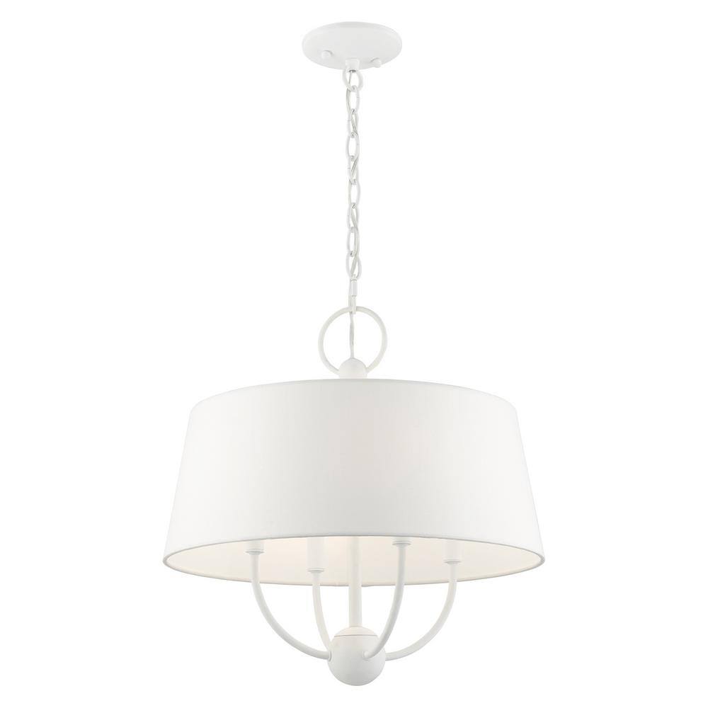 White Glass Drum 4-Light Indoor/Outdoor Chandelier