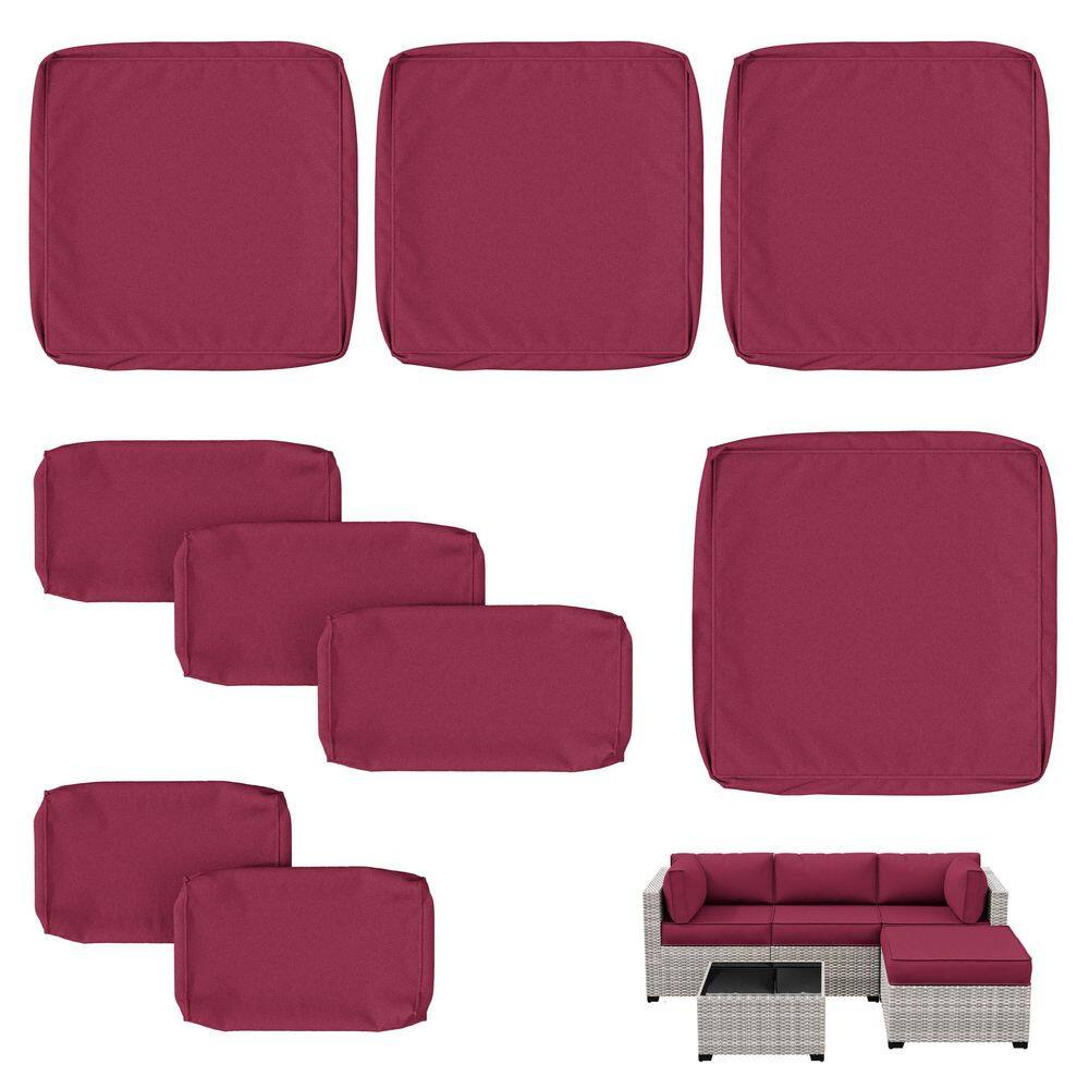9 Piece 25.6 in. Outdoor Patio Replacement Slip Covers for 4-Seater Furniture Cushion Fuchsia Red price history on PriceWatchPro