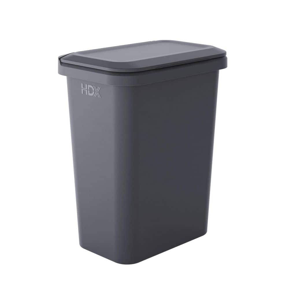 HDX 20 gal. Black Dual Compartment Resin Indoor Trash Can with Lid