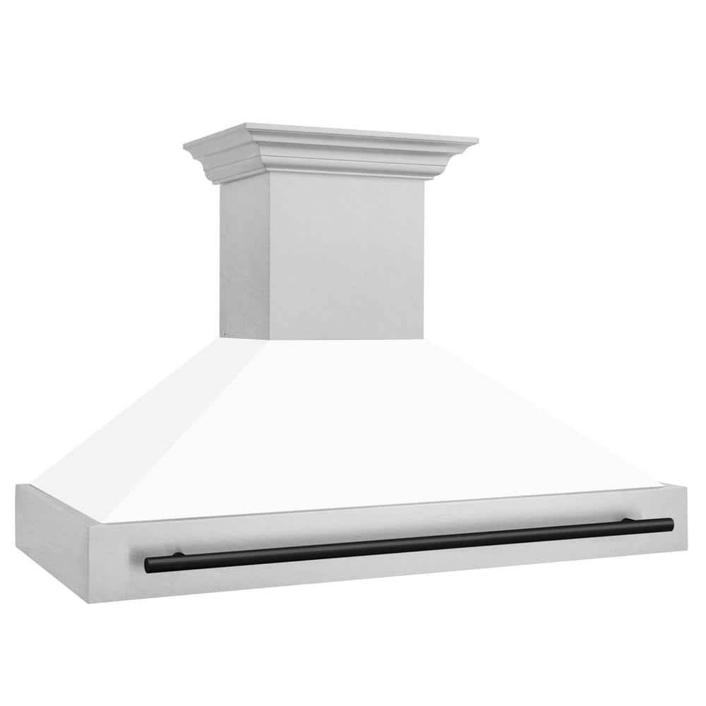 ZLINE Kitchen and Bath Autograph Edition 48 in. 700 CFM Ducted Vent Wall Mount Range Hood in Fingerprint Resistant Stainless & White Matte, DuraSnow Stainless Steel/ White Matte/ Matte Black