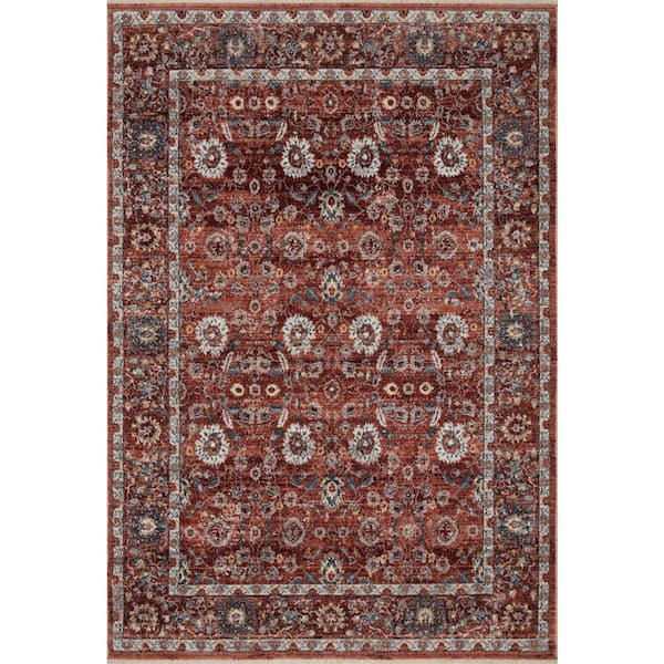 Loloi Samra Brick/Multi 5 ft. 3 in. x 7 ft. 9 in. Distressed Oriental Transitional Area Rug