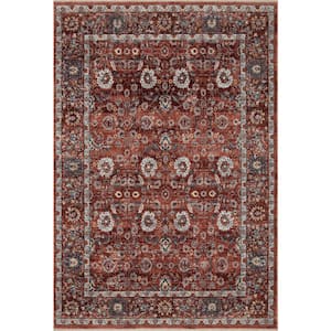 Samra Brick/Multi 5 ft. 3 in. x 7 ft. 9 in. Distressed Oriental Transitional Area Rug