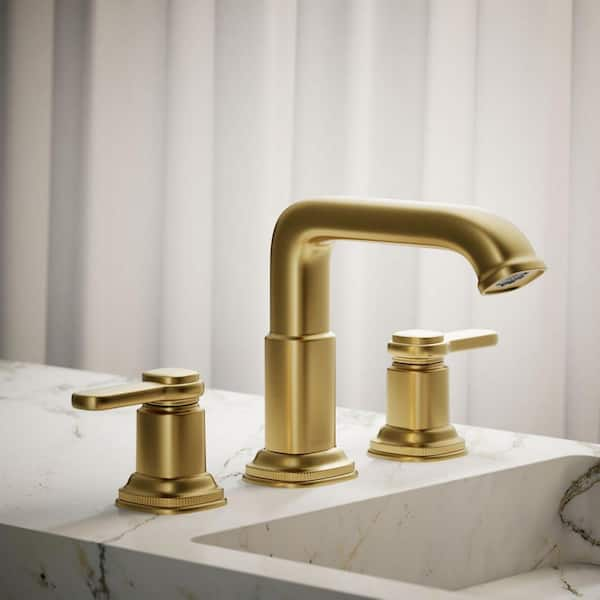 Numista 8 in. Widespread Double Handle Bathroom Faucet in Vibrant Brushed Moderne Brass