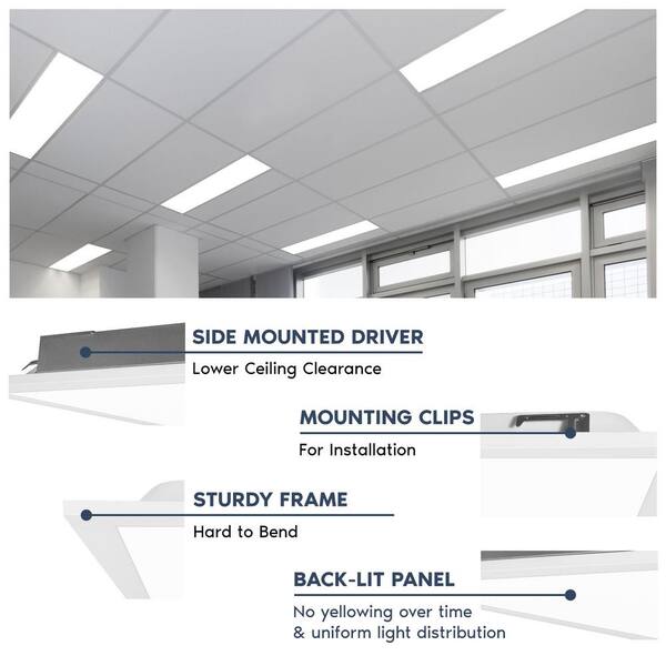 LUXRITE 1 x 4 ft. Integrated LED Flat Panel Light, 5CCT 3000K - 6500K, 20 /30 /40W 5000 Lumens 0-10-Votls Dimmable ETL 4-Pack