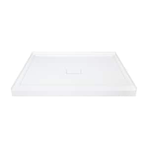 Linear 36 in. L x 36 in. W Single Threshold Alcove Shower Pan Base with a Center Drain in White