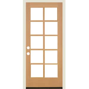 36 in. x 80 in. French RH Full Lite Clear Glass Unfinished Douglas Fir Prehung Front Door