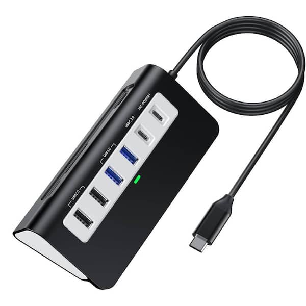 Yichuhaoxi USB C Hub intpw 9-in-1 USB C Docking Station Aluminum 3.0 5Gbps w/ 4K HDMI, PD 100W, SD/TF Slot, 3.28 ft. Cable in Black
