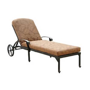 Capri Charcoal Gray Cast Aluminum Outdoor Chaise Lounge with Burnt Sierra Orange Cushion