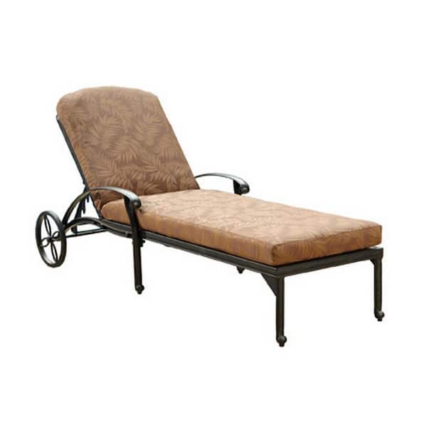 HOMESTYLES Capri Charcoal Gray Cast Aluminum Outdoor Chaise Lounge with Burnt Sierra Orange Cushion