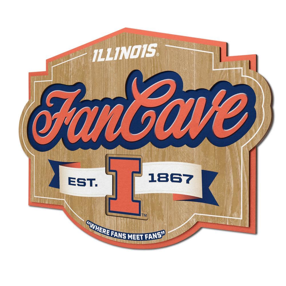 YouTheFan NCAA Illinois Fighting Illini Fan Cave Decorative Sign, Team Colors