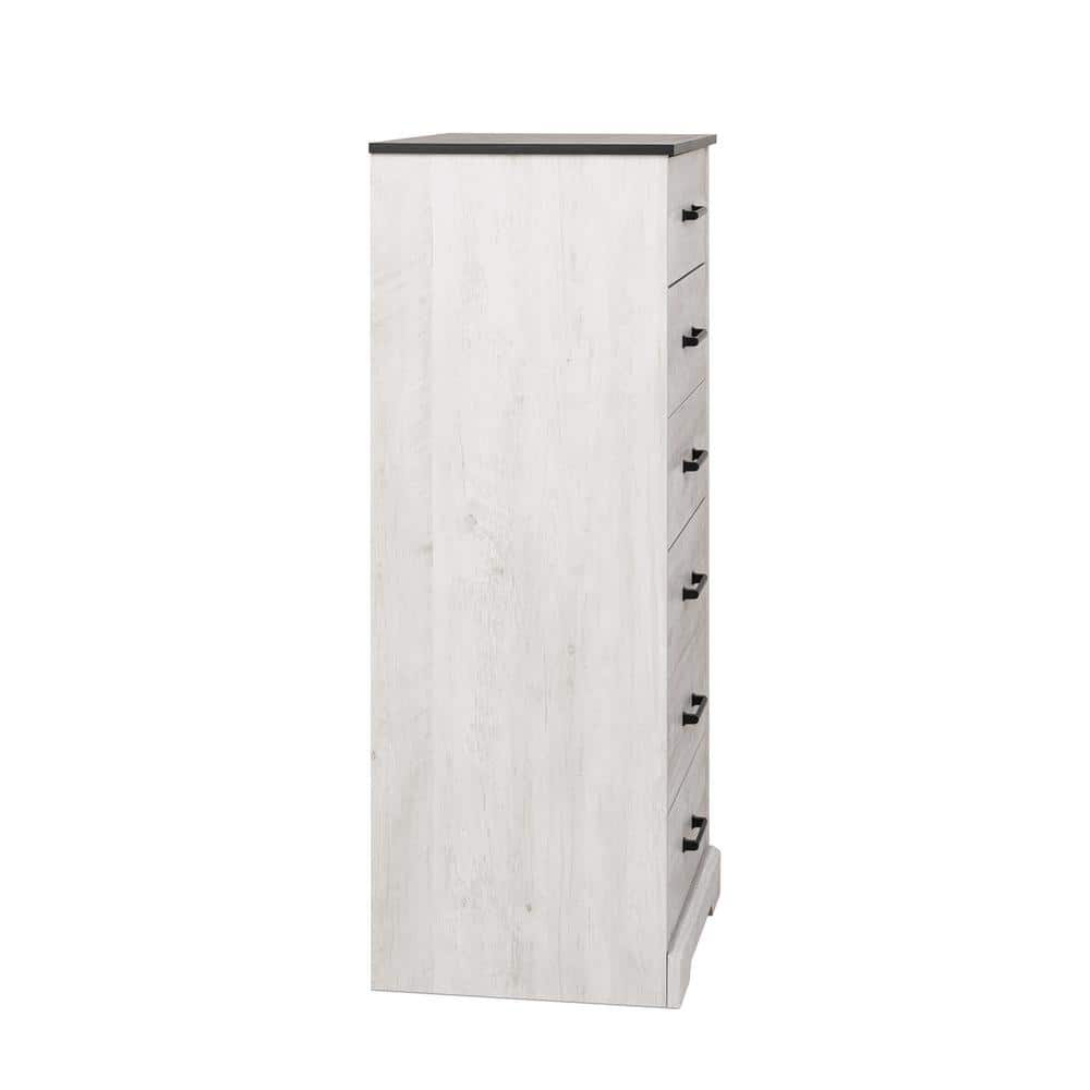 Washed White 6-Drawer Farmhouse Vertical Dresser