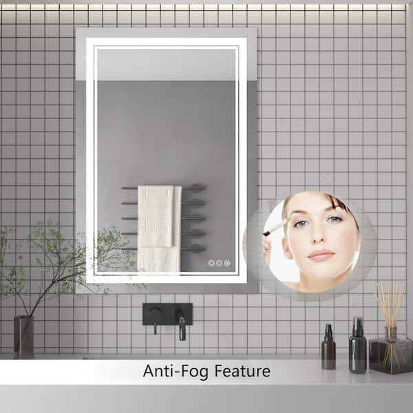 Vero 19.7 in. W x 27.5 in. H Lighted Impressions Frameless LED Wall Mirror in Aluminum Vero 19.7 in. W x 27.5 in. H Lighted Impressions Frameless LED Wall Mirror in Aluminum