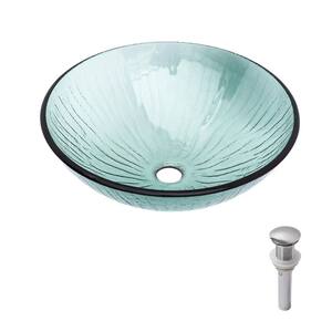 Glass Vessel Sink With Drain Frosted Green Tempered Glass - View #12