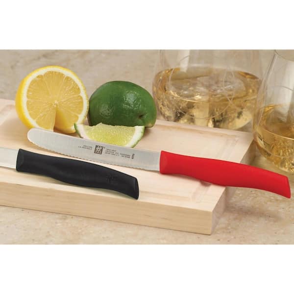 TWIN Grip Stainless Steel Blade 4.5 in. Serrated Utility Knife - Red