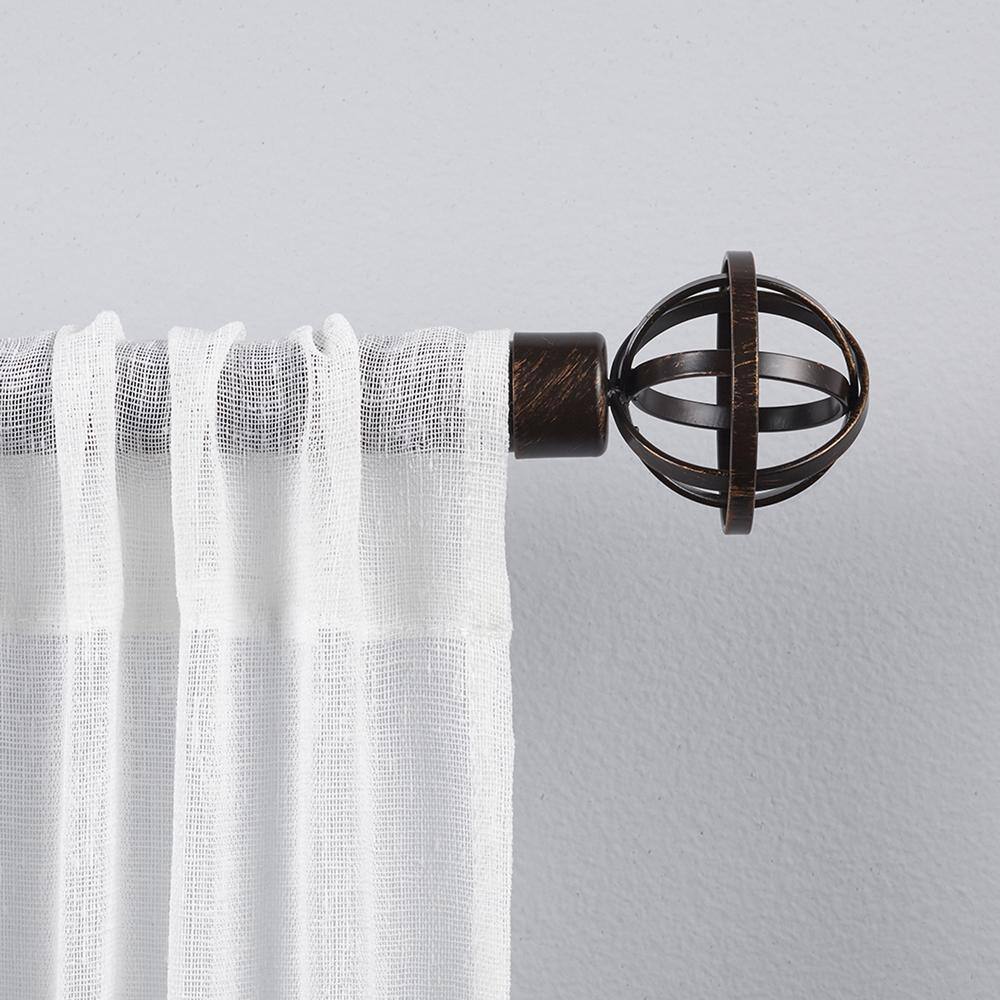 Matte Black Adjustable Iron Curtain Rod with Geometric Finials